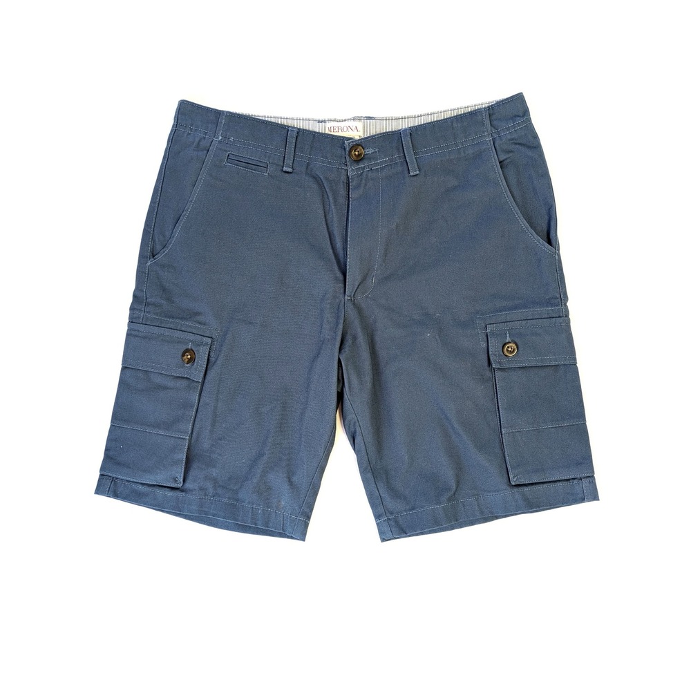 Merona Mens Navy Blue Cotton Twill Cargo Shorts Size 34 Utility Casual (Fair)